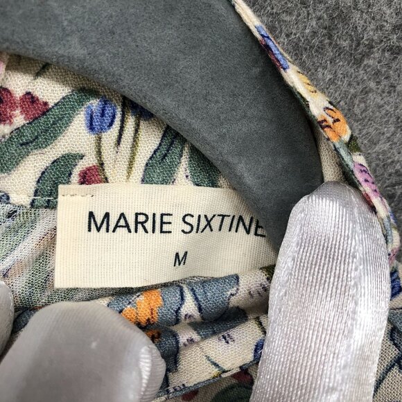 Marie Sixtine Blouse Womens M Bubble Sleeve Floral High Neck Cottagecore Prairie - Picture 7 of 12